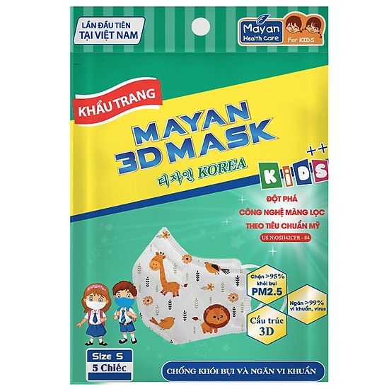 set 5 gói khẩu Trang Mayan 3D Medi Baby PM2.5