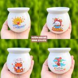  Chậu sứ miệng loe mini  8x9.5cm - In hình 