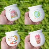  Chậu sứ miệng loe mini  8x9.5cm - In hình 