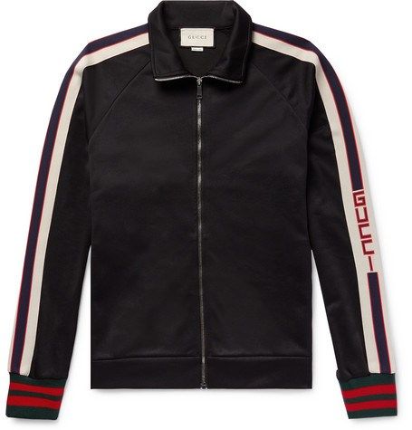 Gucci - Webbing-Trimmed Tech-Jersey Track Jacket - Black (1:1)
