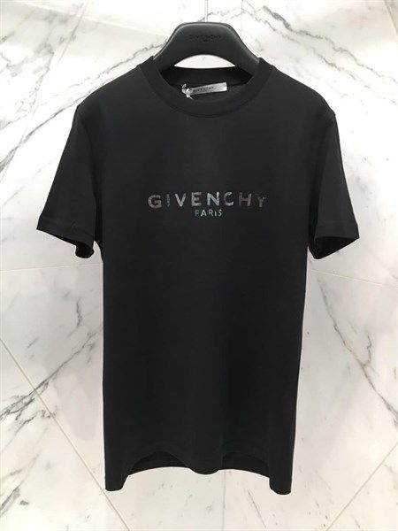 GIVENCHY Black Reflective 'Givenchy Paris' T-Shirt (1:1)