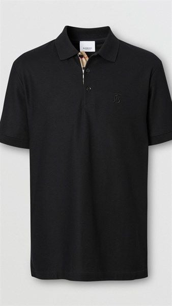 BBR Monogram Motif Cotton Piqué Polo Shirt black (1:1)