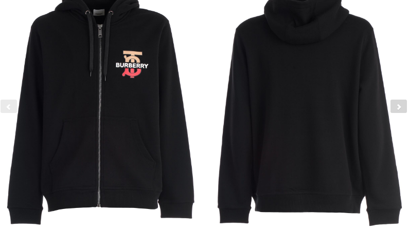 Black Sweatshirt W/Hood And Zip In Cotton From Burberry (1:1)