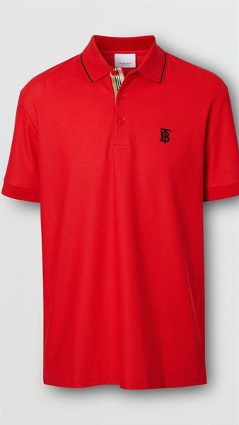 BBR Icon Stripe Placket Cotton Piqué Polo Shirt Red (1:1)