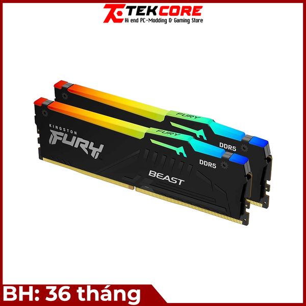 Ram PC Kingston Fury Beast RGB 32GB 5200MHz DDR5 (2x16GB) KF552C40BBAK2-32