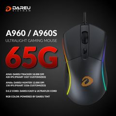 Chuột DareU A960S RGB Ultra LightWeight (Black - White - Pink)