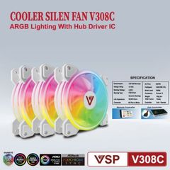 Bộ 3 quạt VSP V308C white led ARGB SYNC