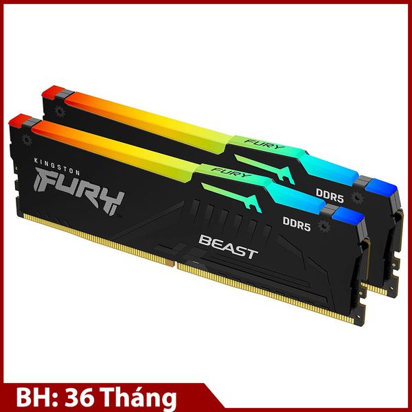 Ram PC Kingston Fury Beast RGB 64GB 5600MHz DDR5 (2x32GB) KF556C40BBAK2-64