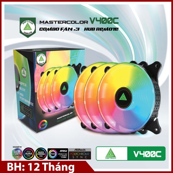 Combo Fan + Hub VSPTECH LED RGB V400C x3 fan