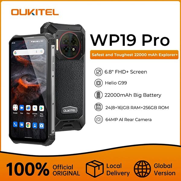  Oukitel WP19 Pro | Pin 22000mAh - 24GB - 256GB - 64MP Camera sau | 120Hz - Helio G99 | Sạc nhanh 33W 