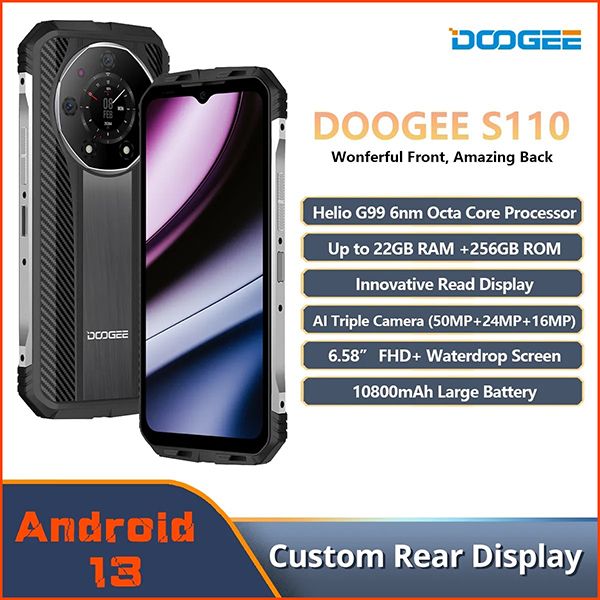  DOOGEE S110 | 12GB+256GB - Helio G99+8 Lõi -  66W Fast Charging - 10800mAh 