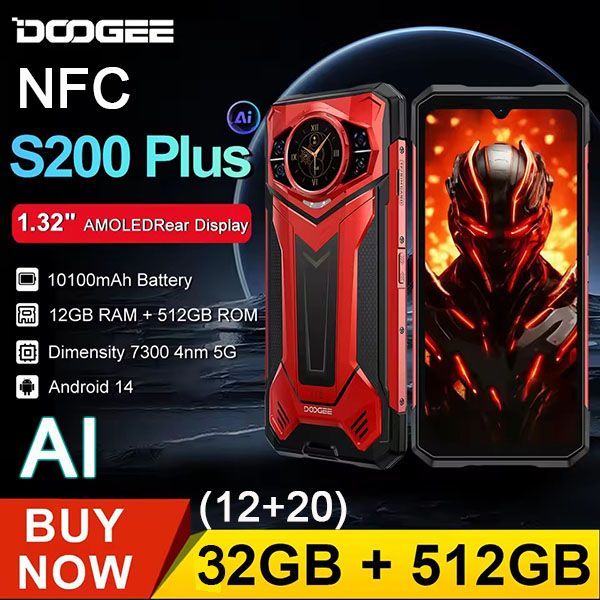 DOOGEE S200 Plus 5G AI | Dimensity 7300, 32(12+20)+512GB, 10100mAh, Màn hình phụ 1.32
