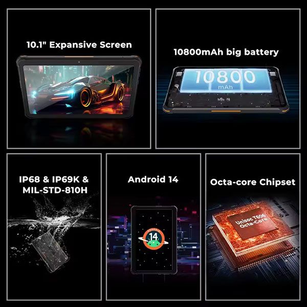 HOTWAV R8 Tablets | 12(4+8)GB+128GB, 10.1'', 10800mAh, Camera 5MP+13MP, Android 14.