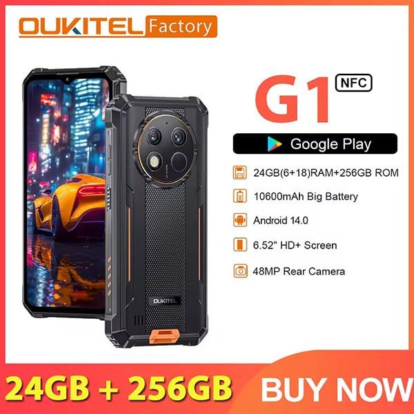Oukitel G1 | 24GB (6+18)+256GB, 6.52'' HD+,Camera 48MP