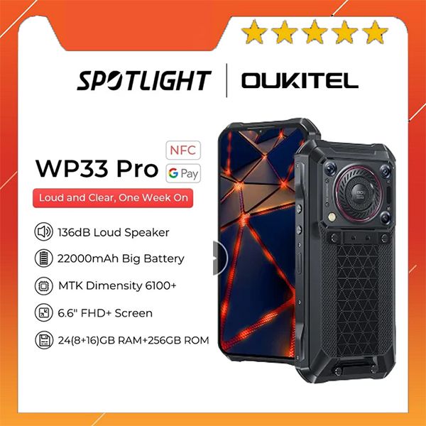  Oukitel WP33 Pro 5G | Quái Vật Pin 22000mAh & Loa To 136dB Công Suất 5W 