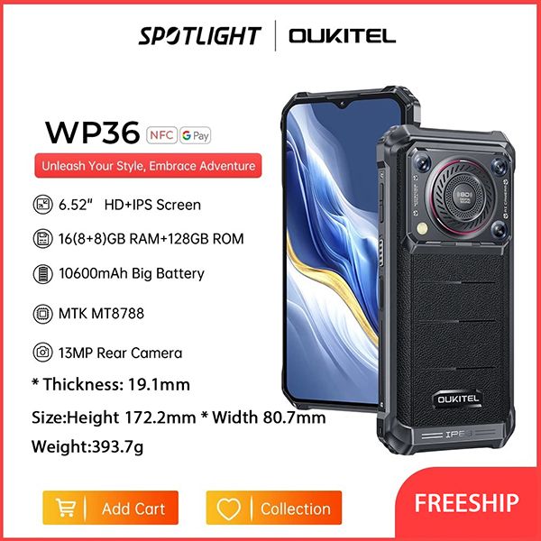  Oukitel WP36 Smartphone Siêu Bền Loa Lớn 128dB 