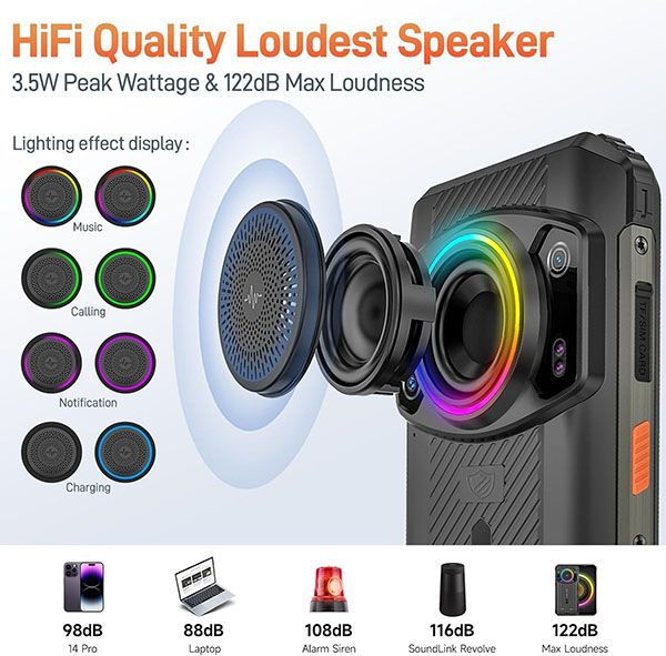 (New 2024) Ulefone Armor 21 | Android 14, Loa to 122dB, Helio G99, 16GB + 256GB, Camera chính 64MP + Camera nhìn đêm 24MP, 6,58