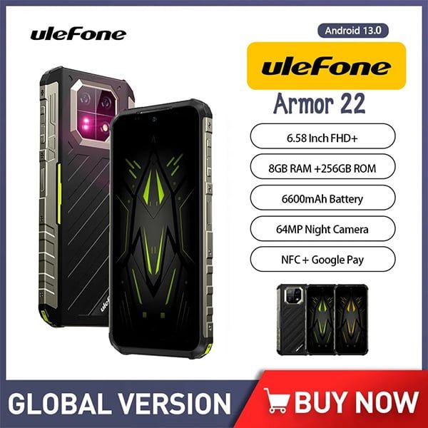 KHUYẾN MÃI 500.000Đ Ulefone Armor 22 | Flagship Ram 16GB + 256GB | Sát Thủ Nhìn Đêm 64MP + IR LEDs