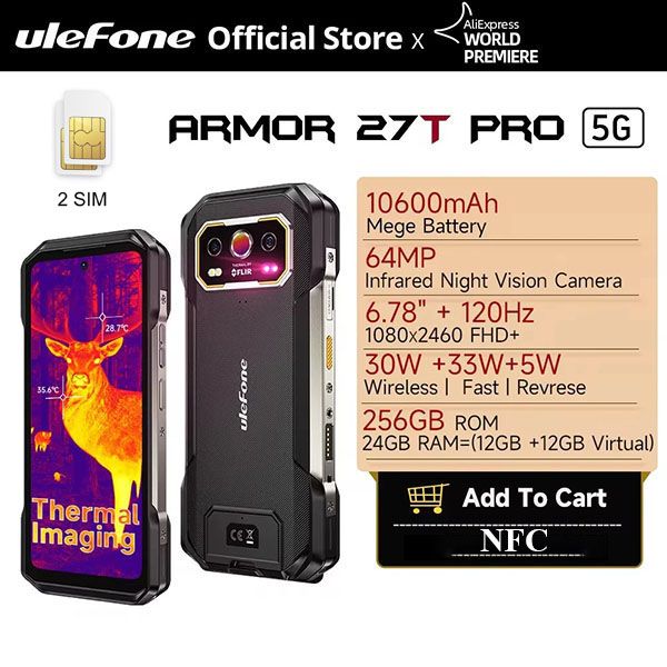 Ulefone Armor 27T Pro 5G Siêu Bền, 10600mAh, Android 14, Camera Đêm 50MP + 64MP, 6,78