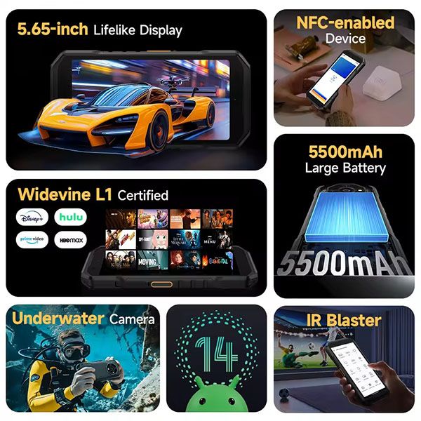 Ulefone Armor X32 4G | Helio G91, RAM 12GB, ROM 128GB, 5500mAh, Night vision 20MP, Android 14 chống nước, , NFC