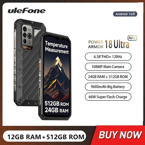  Ulefone Armor 18 Ultra 5G Nhiệt Kế | 24GB Ram + 512GB Rom | 66W | 9600mAh | Cam 108MP | Wifi 6. 