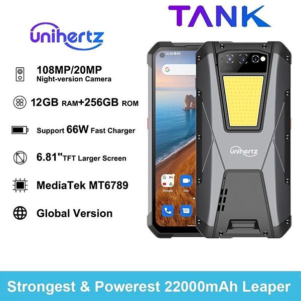  UNIHERTZ Tank|Ram 12GB Rom256GB 22000mAh 108MP+20MP Night Version Camera 