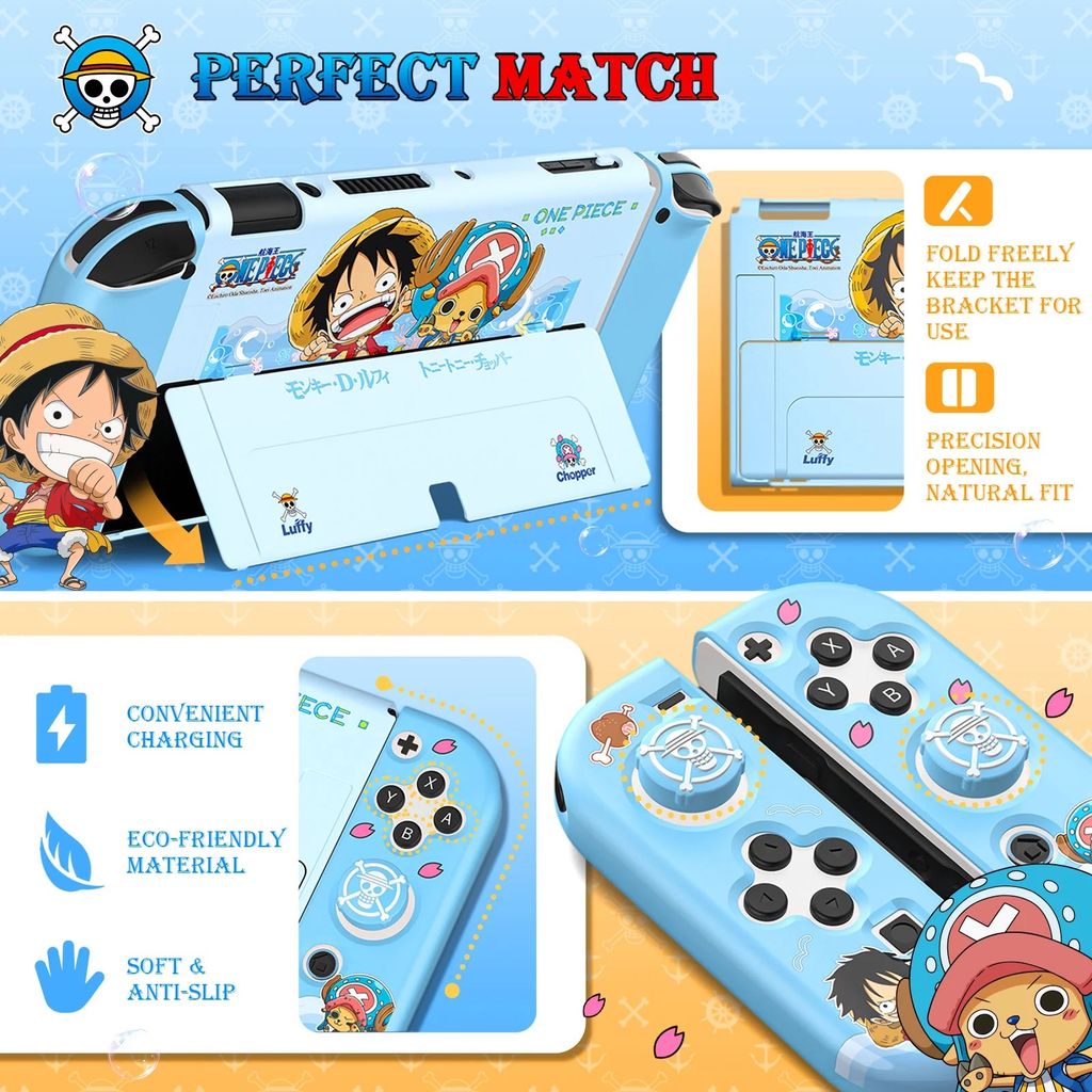 IINE Bộ case ốp bảo vệ máy Nintendo OLED và Joy-Con One Piece