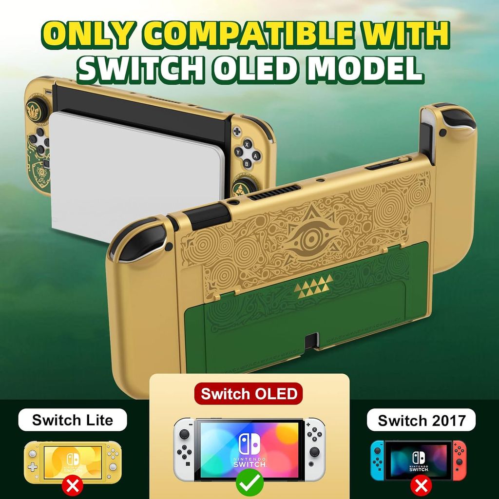 IINE Bộ case ốp bảo vệ máy Nintendo OLED và Joy-Con Zelda: Tears of The Kingdom