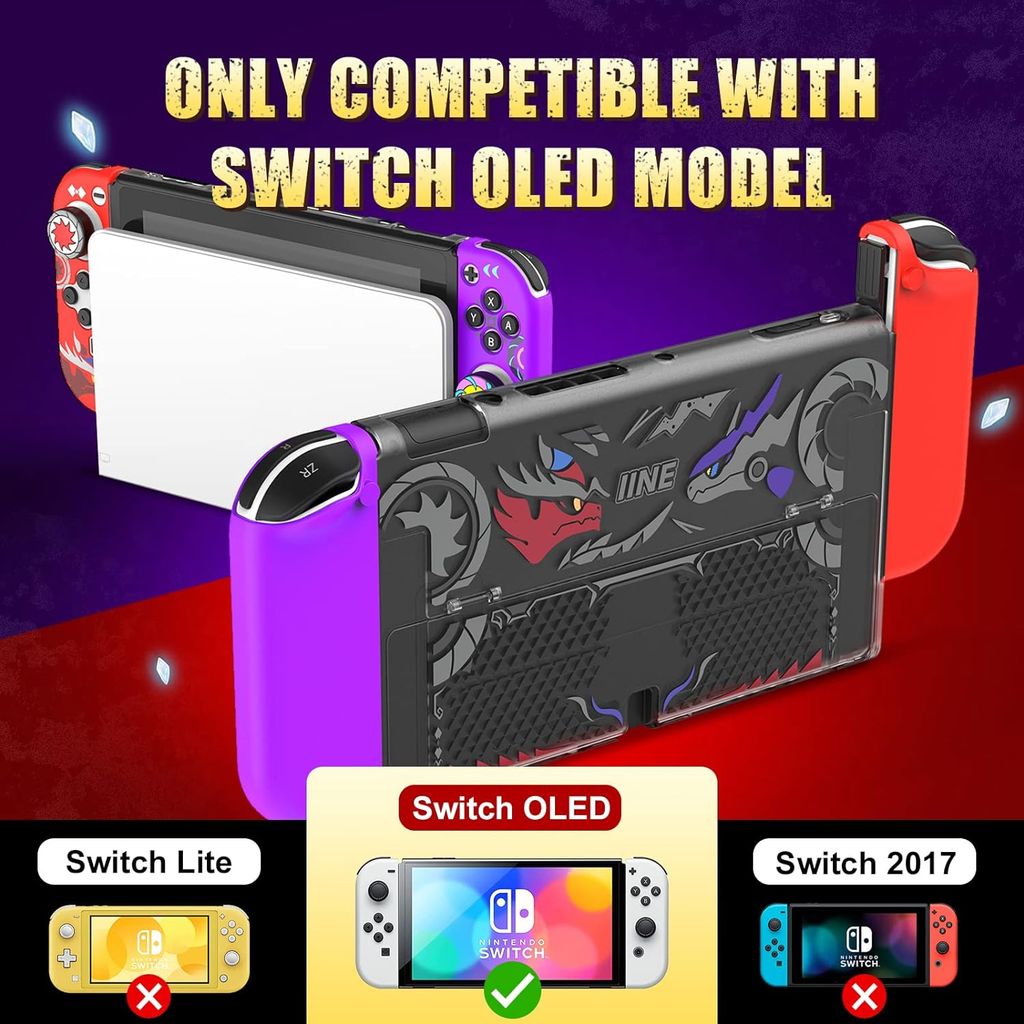 IINE Bộ case ốp bảo vệ máy Nintendo OLED và Joy-Con Pokemon Scarlet Violet