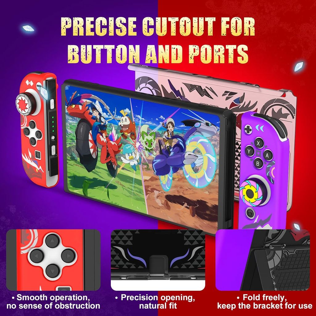 IINE Bộ case ốp bảo vệ máy Nintendo OLED và Joy-Con Pokemon Scarlet Violet