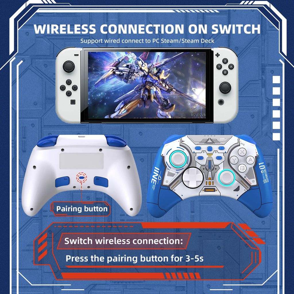 Tay cầm không dây Ares Mecha Blue cho Nintendo Switch IINE L786