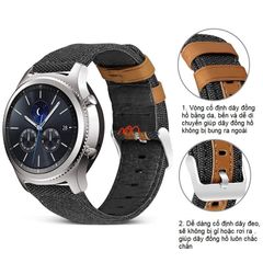 Dây Đeo Vải Kaki viền Da Samsung Watch 3