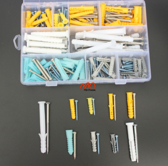 Bộ Tắc Kê Nhựa + Vít 200 bộ từ φ6-25mm đến φ8-80mm