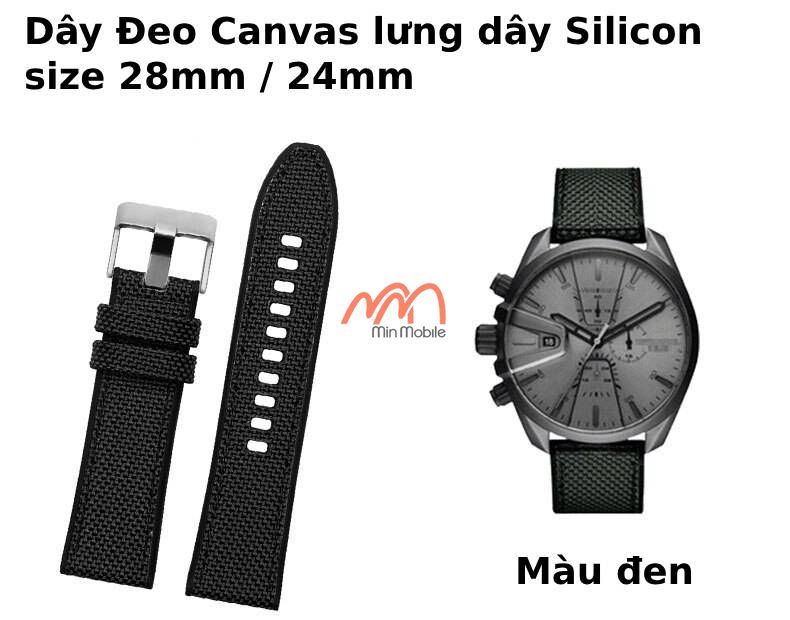Dây Đeo Canvas lưng dây Silicon size 28mm / 24mm