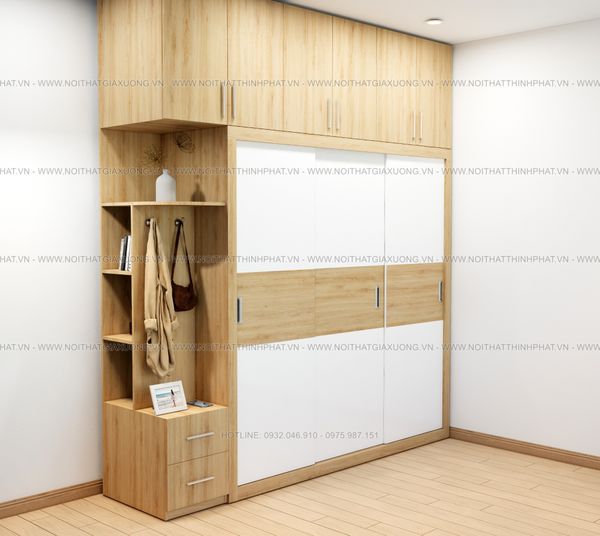 TỦ QUẦN ÁO CỬA LÙA 3 CÁNH TQA131 (2M4 x 2M7) Nội Thất Giá Xưởng