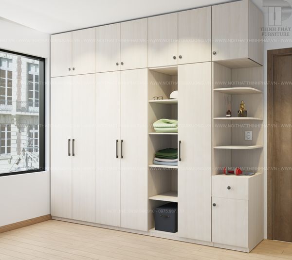 TỦ QUẦN ÁO GỖ CÔNG NGHIỆP MDF 125( 2M8 X 2M6) Nội Thất Giá Xưởng