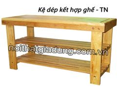 Kệ dép kết hợp ghế - Nâu