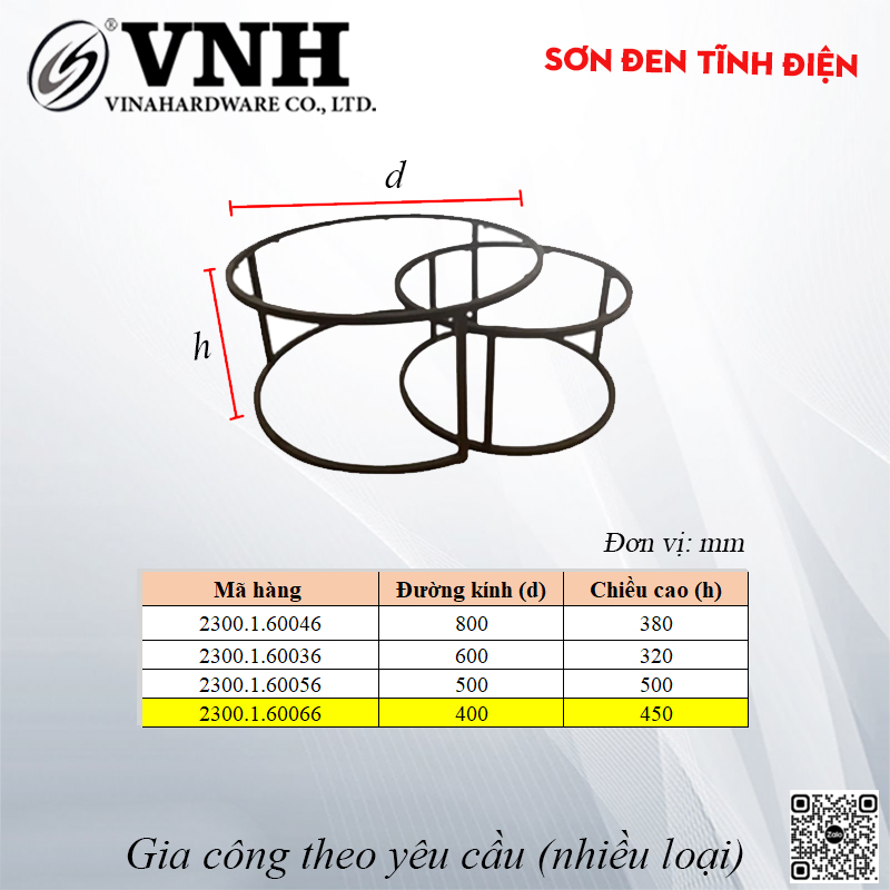 Khung bàn tròn sắt, sơn đen tĩnh điện