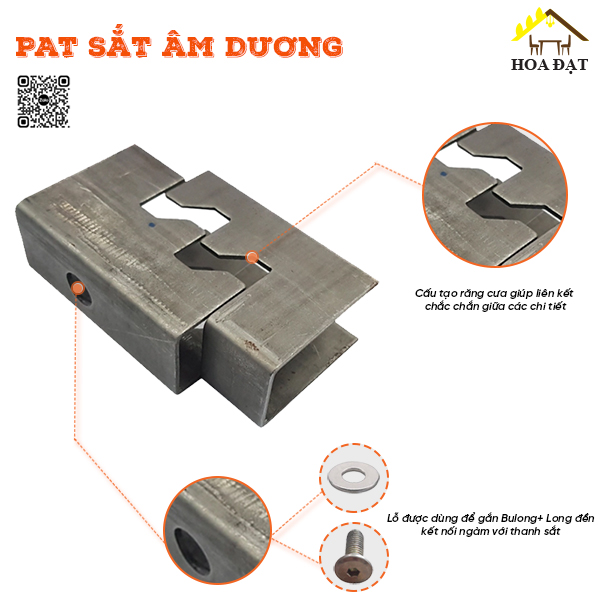 Pat ( Bas) sắt ngàm liên kết âm dương răng cưa lắp bàn ghế cho sắt VNH2923417