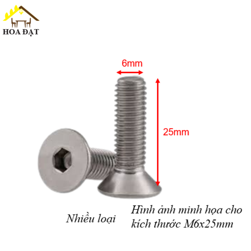 Bulong lục giác chìm đầu côn M6, màu trắng - HDSB314 - HSS615C