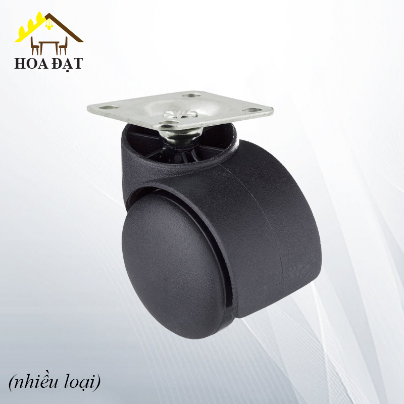 Bánh xe tủ nhựa đế vuông, không khóa, màu đen-CT8245A1