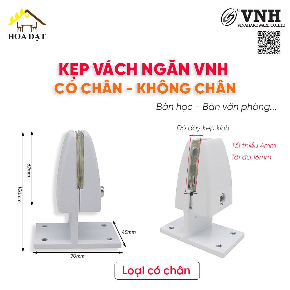 Kẹp vách ngăn bàn - Pat ( bas ) kẹp kính chân giữa - H100T