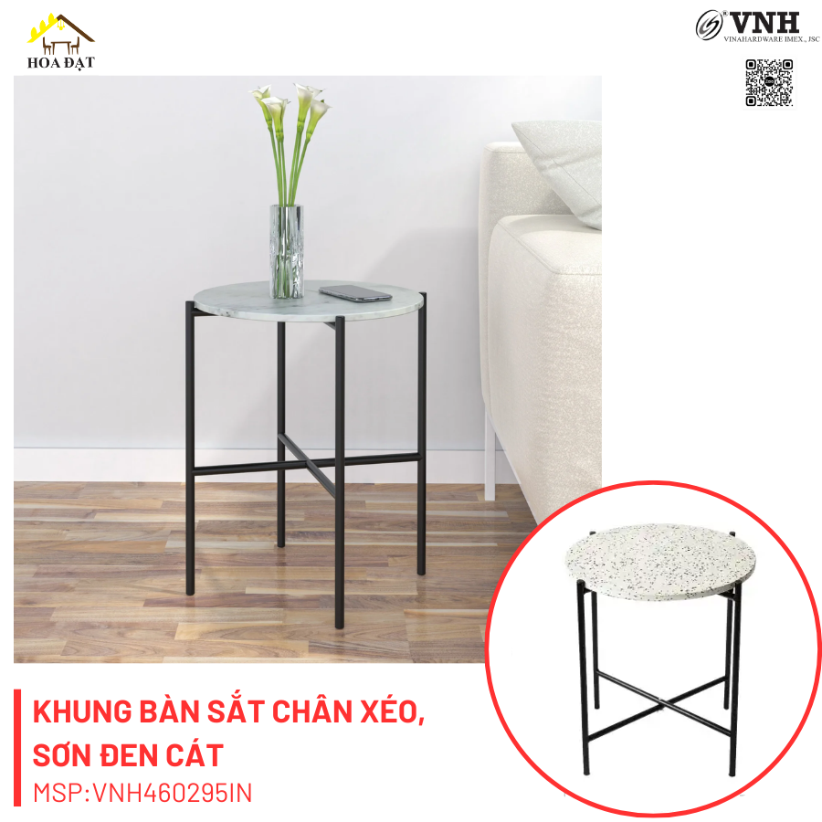 Khung bàn inox 304 460x400x295mm, chân xéo, màu vàng - VNH460295IN