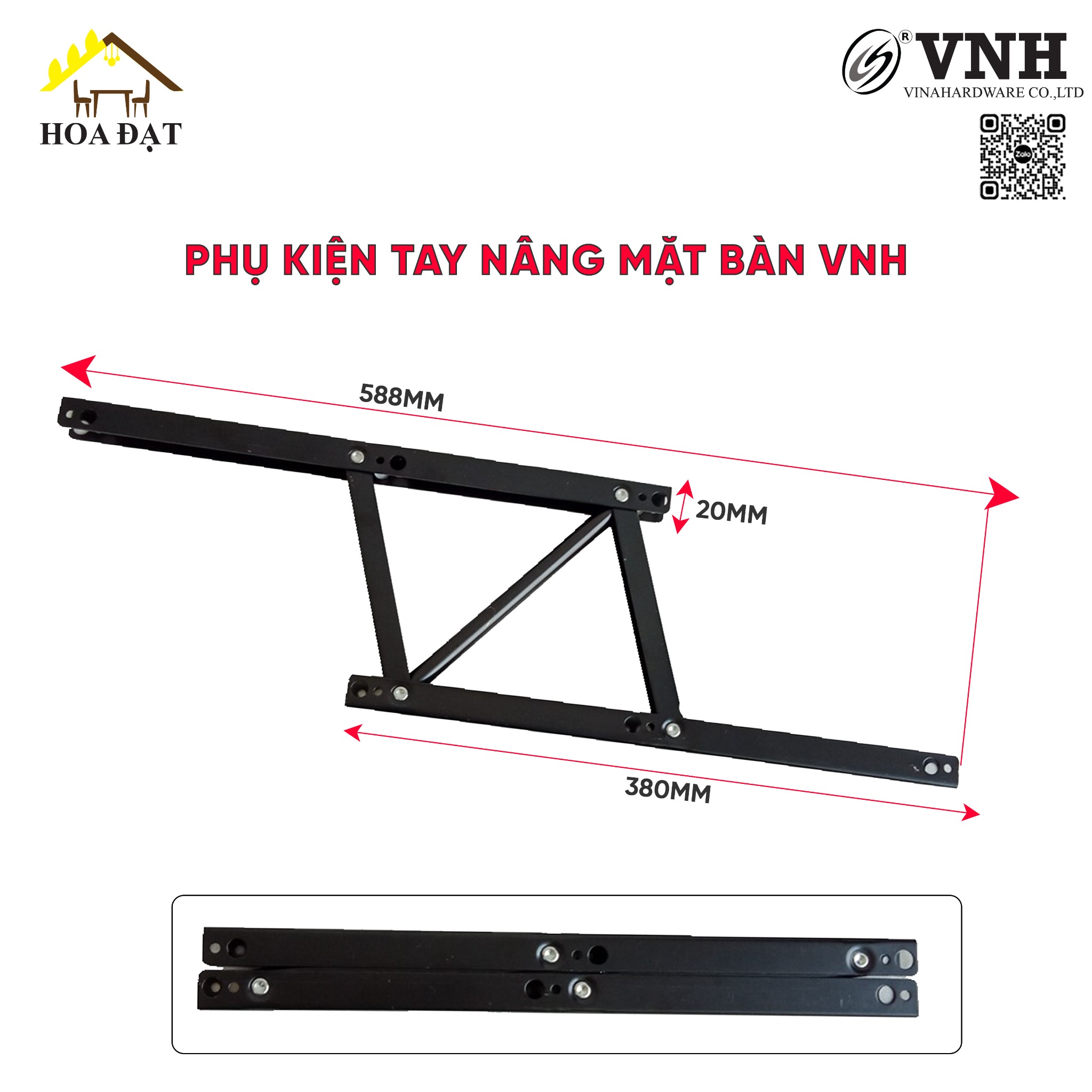 Phụ kiện tay nâng mặt bàn 380mm VNH TL9385-TL9385