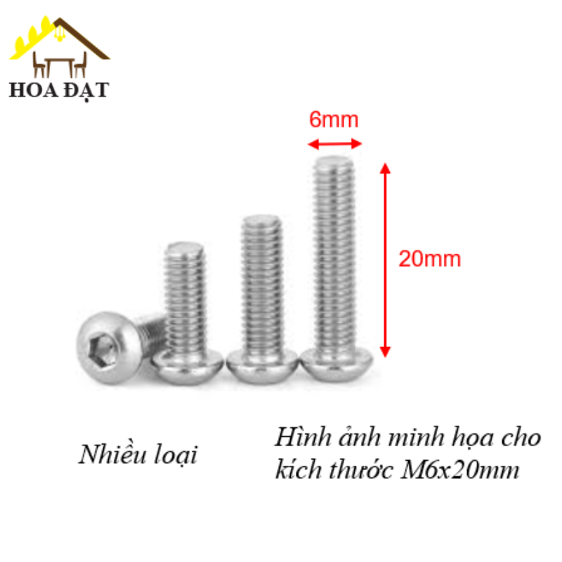 Bulong đầu mo M6, inox 304-HSS625I