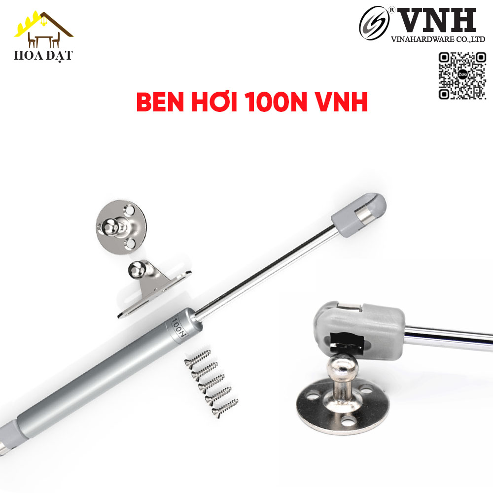 Ben hơi 100N, 270mm, xilanh đồng, màu xám, đầu nhựa, phụ kiện 1mm VNH P270GU-P270GU