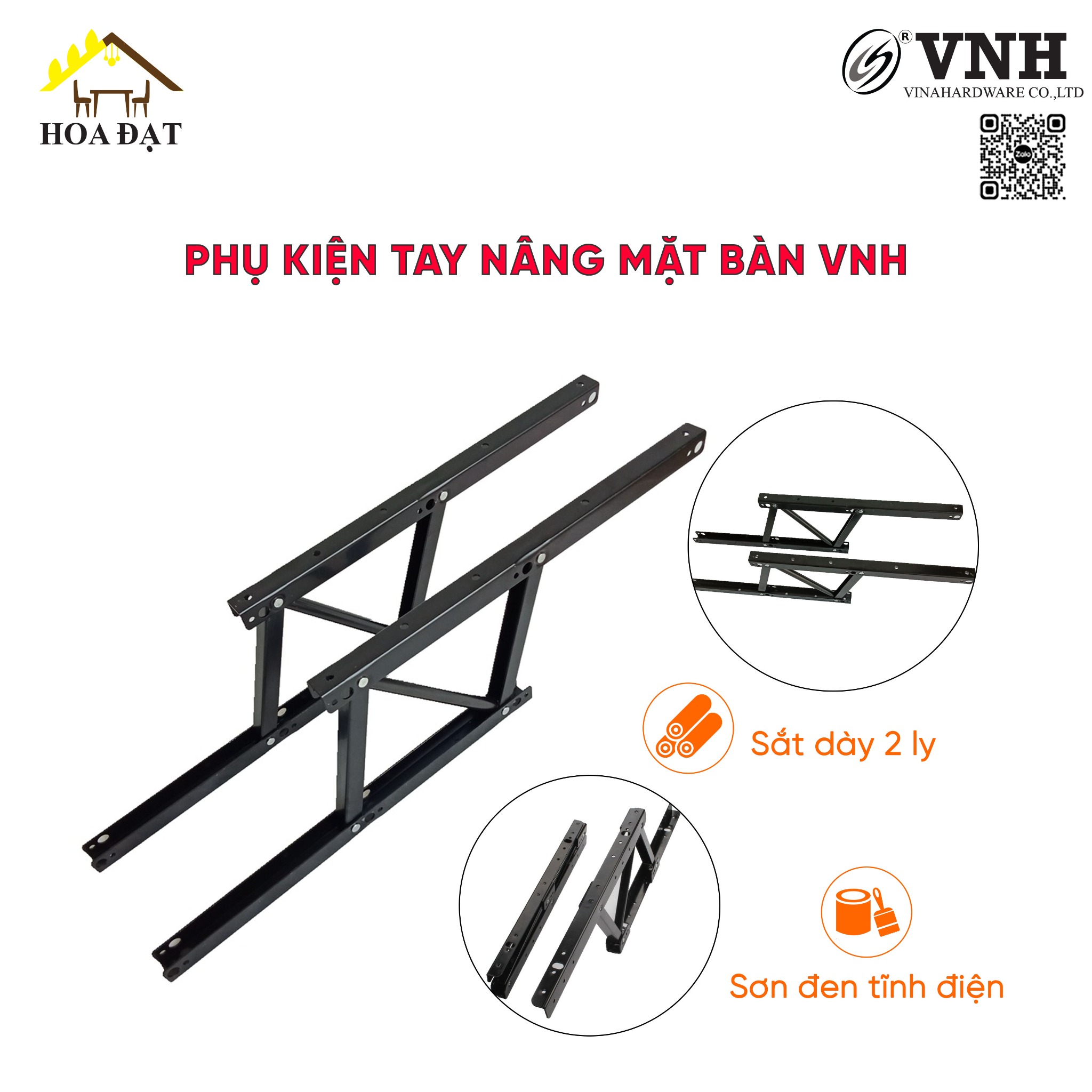 Phụ kiện tay nâng mặt bàn 380mm VNH TL9385-TL9385