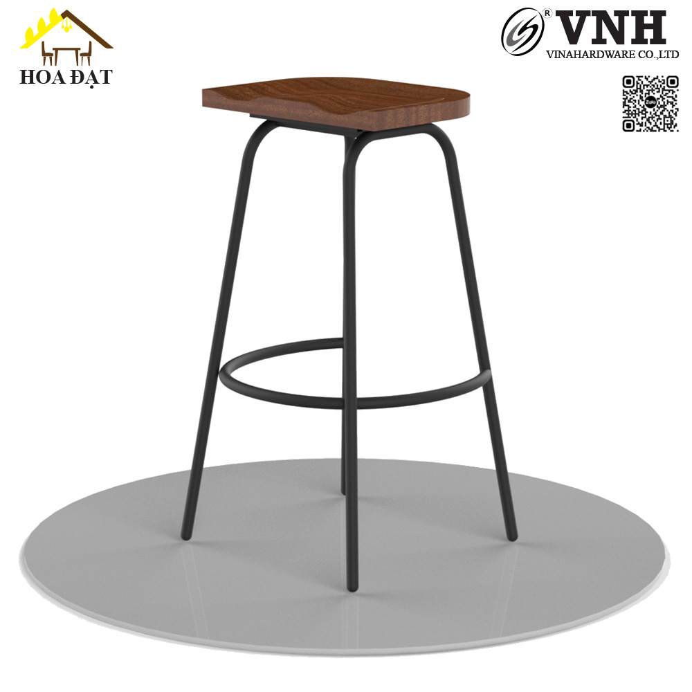 Ghế bar mặt gỗ wenge sắt sơn tĩnh điện - VNH450750