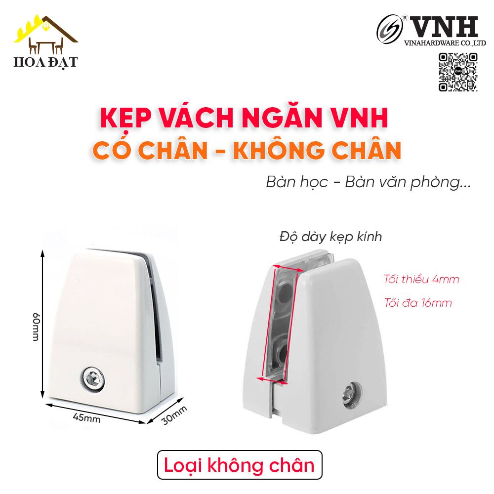 Kẹp vách ngăn bàn - Pat ( bas ) kẹp kính không chân H0001T