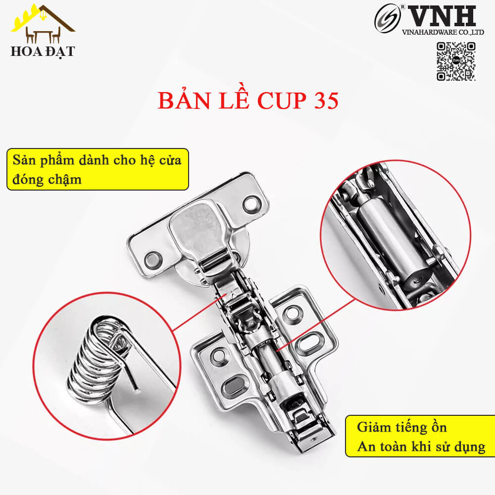 Bản lề cup 35 giảm chấn, đế cố định-H0016A